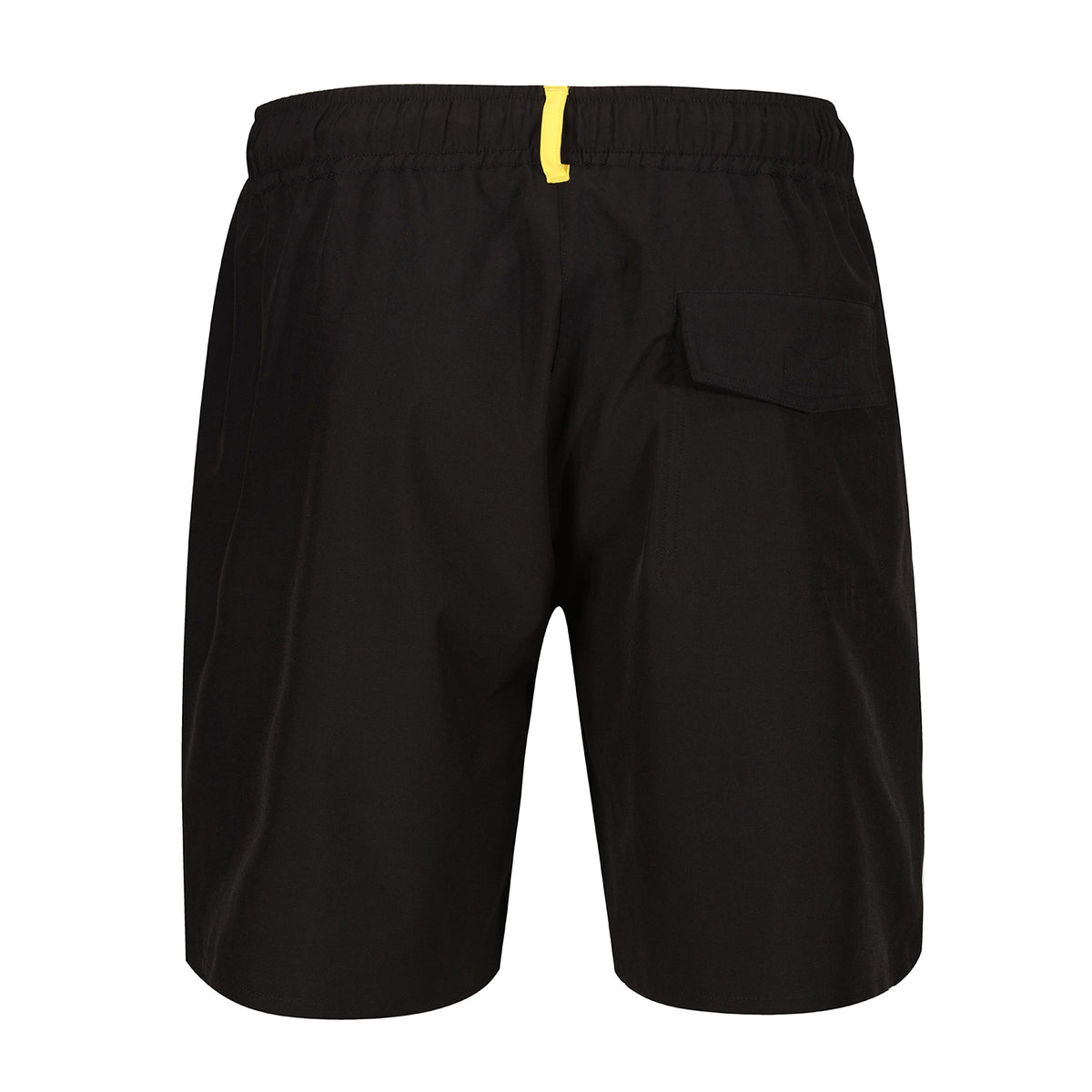 Rear view of Sauce & Brown black swim shorts