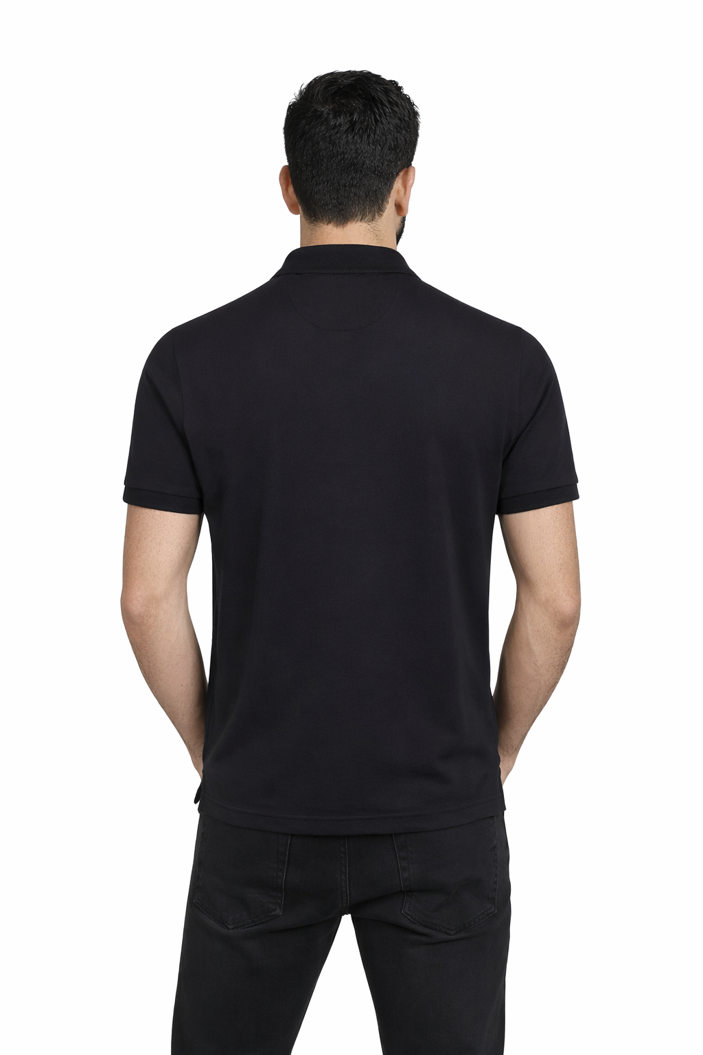 Sauce & Brown Coaled Polo in black rear view showing back fit