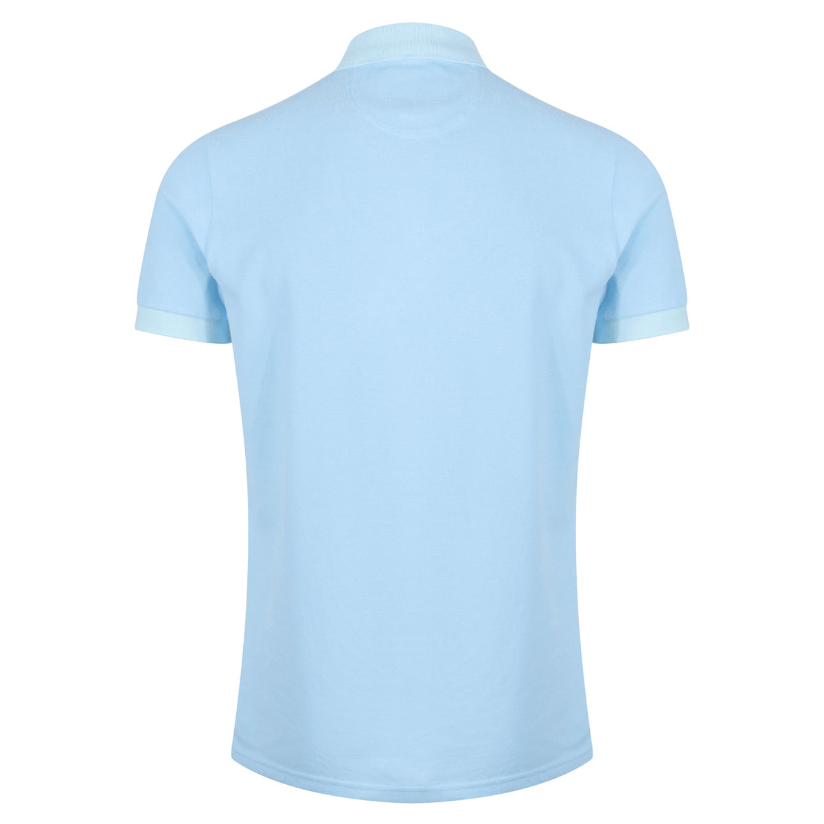 Rear studio product image of the Sauce & Brown Calma light blue polo shirt on a clean white background.