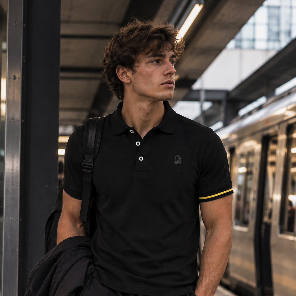 Offset Polo — Black/Yellow